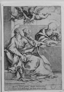 Sacra Famiglia con due angeli in volo